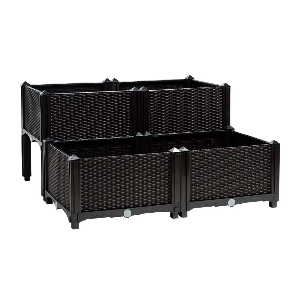 SlickBlue SlickBlue Set of 4 Elevated Planters Brown 16x16x17.5in — product photo