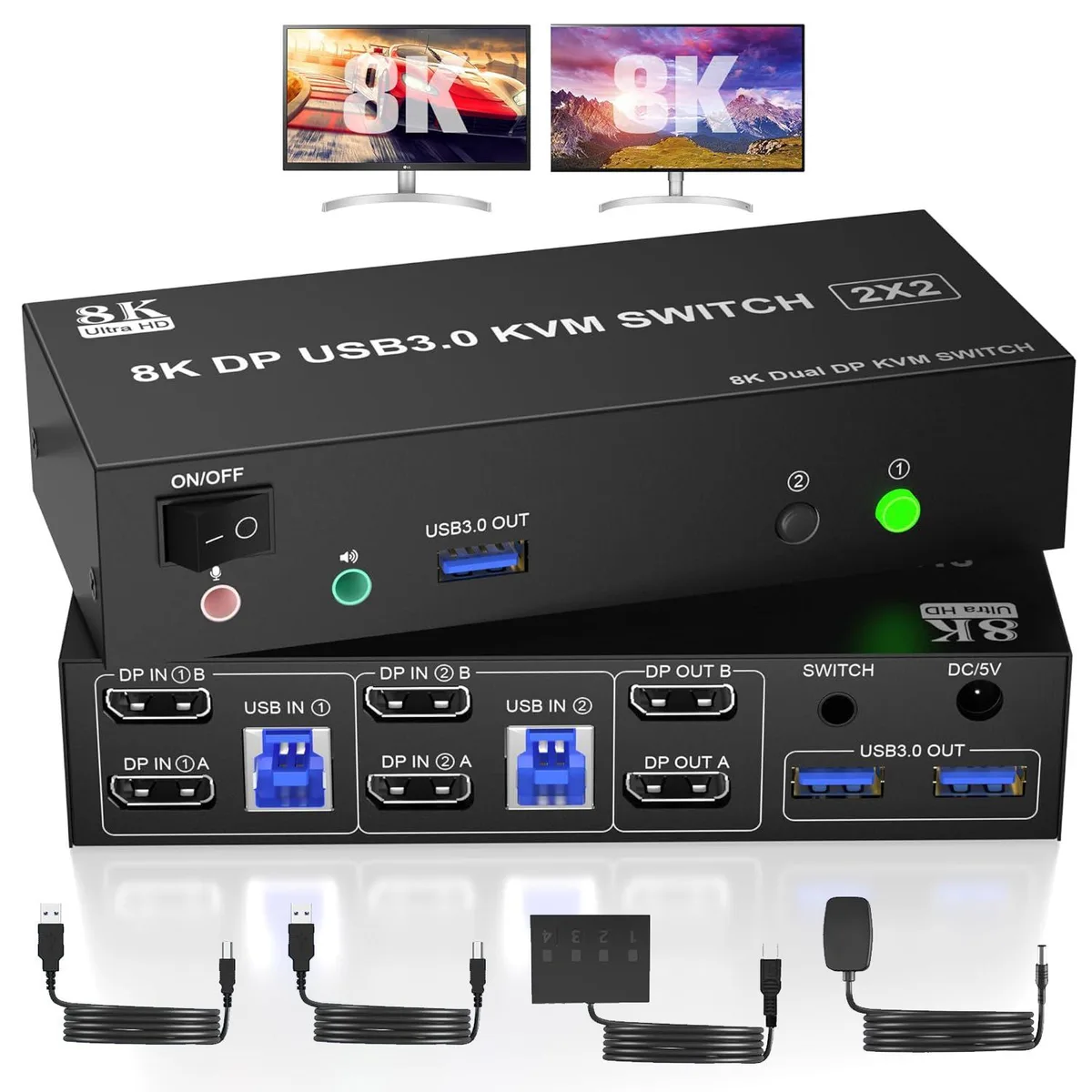 WRIARICH WRIARICH DP 1.4 Dual Monitor KVM Switch 8K@60Hz 4K@144Hz — product photo