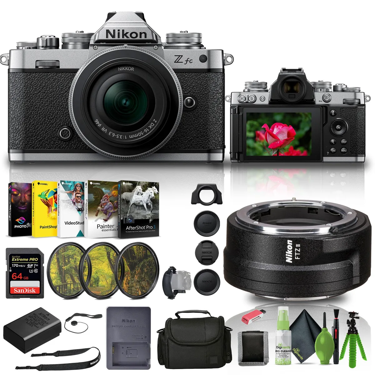 Nikon Inc Nikon Zfc Mirrorless Camera Kit Silver 16-50mm 64GB FTZ II Adapter — product photo