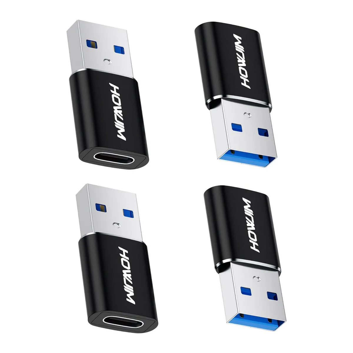 HOWJIM A172 USB-C to USB-A adapter 4-pack Black 4P — product photo
