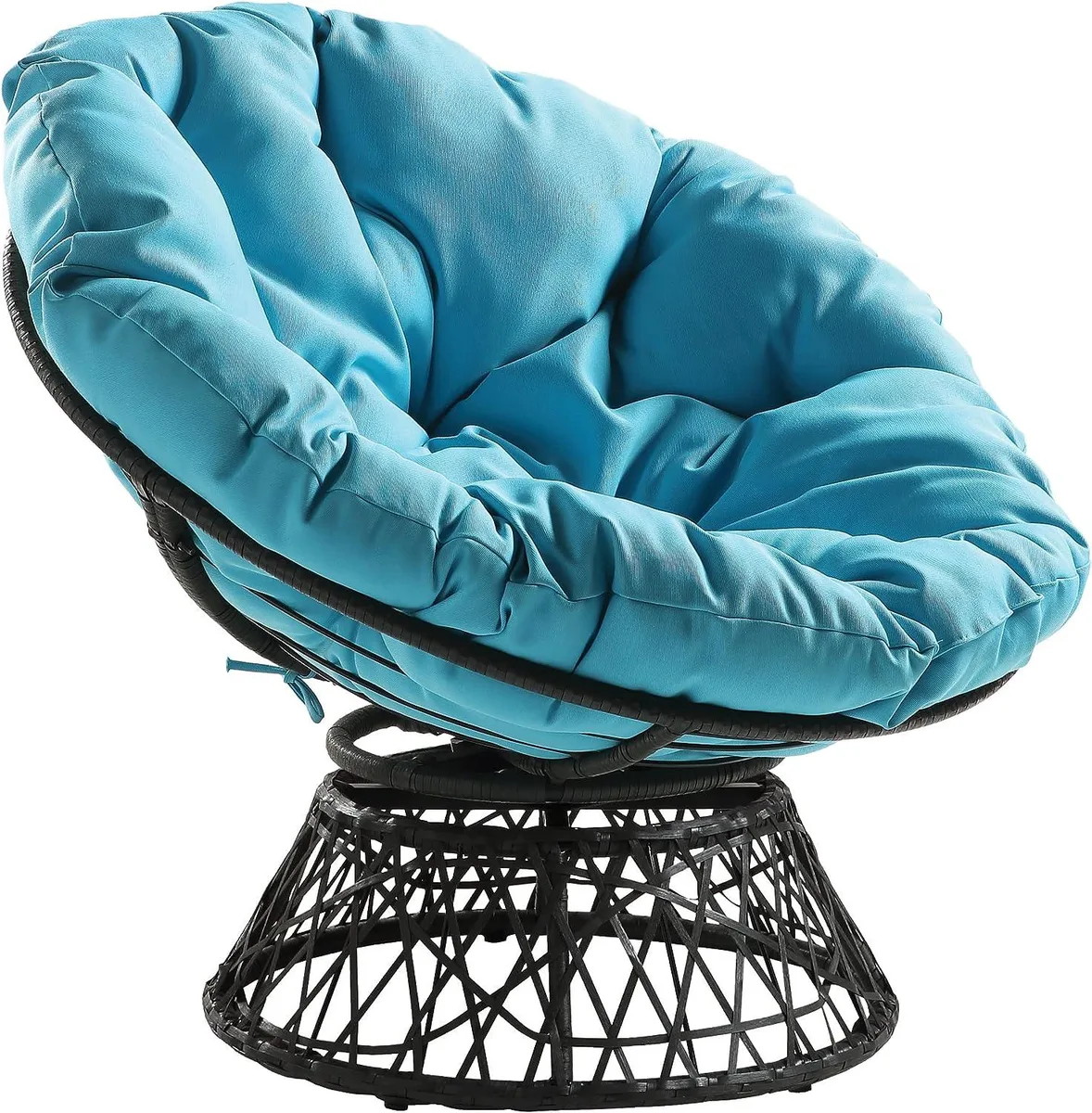 PISKEKAT PISKEKAT Papasan Chair 360 Swivel Grey Frame Blue Cushion 40 W 36 D 35.25 H — product photo