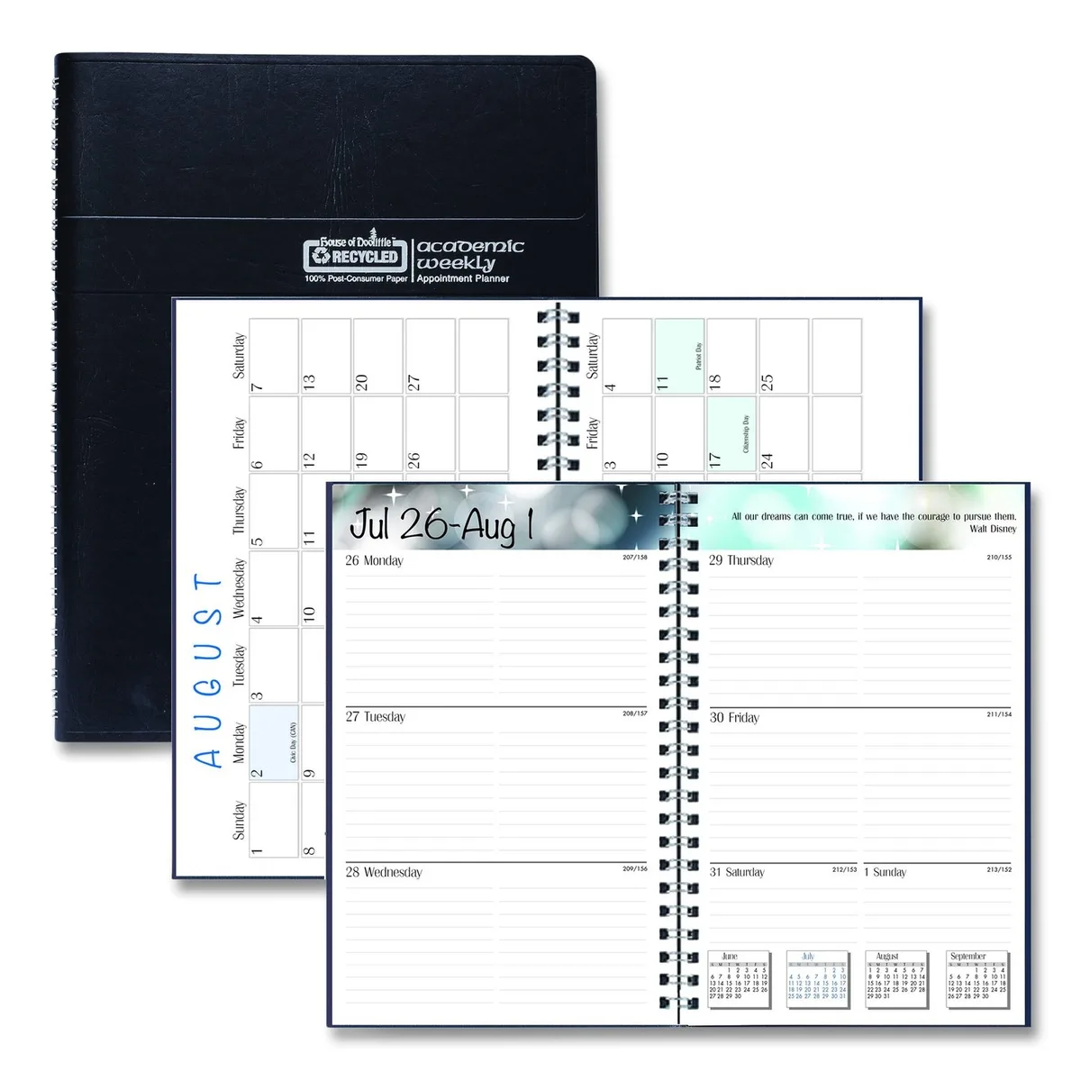 House of Doolittle House of Doolittle Recycled Academic Weekly/Monthly Planner 8 x 5 Black 13-Month Aug 2025 to Aug 2026 — product photo