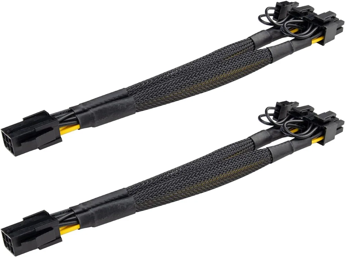 AAAwave AAAwave PCIe 6-pin to dual 6+2-pin braided splitter cable 23 cm pack of 2 — product photo