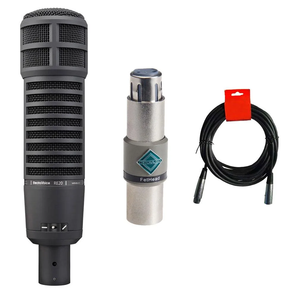 Electro-Voice Electro-Voice RE20 Black Broadcast Microphone Bundle with Preamp and XLR Cable — product photo