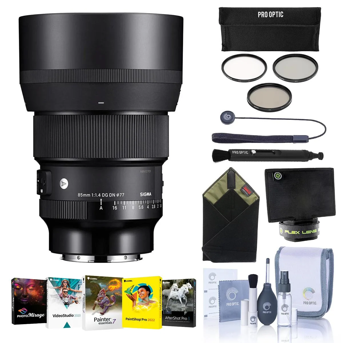 Sigma 85mm f/1.4 DG DN Art lens for L Mount with hood, case and 77mm filter kit