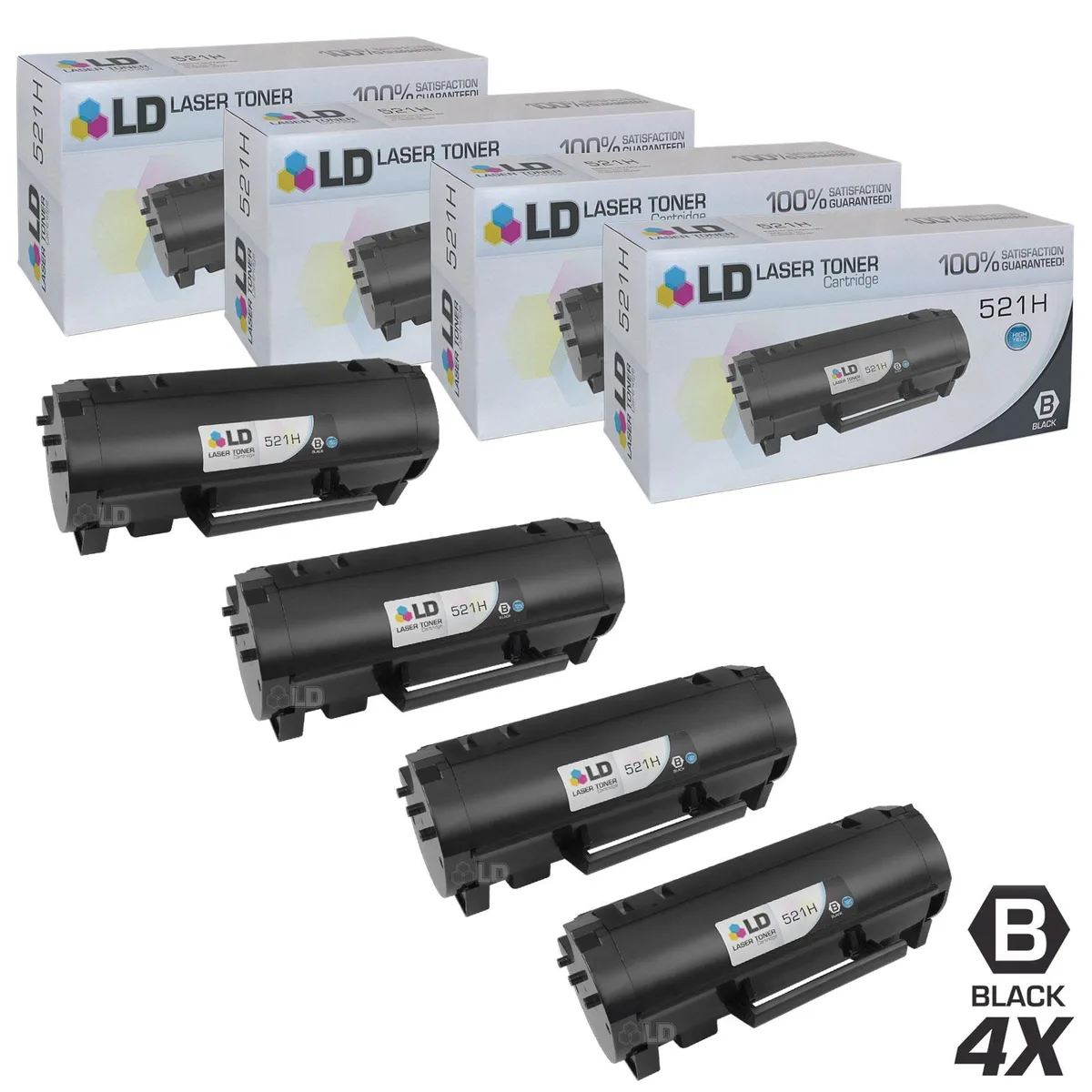 LD Products LD Products 521H 52D1H00 High Yield Toner Cartridge Black 4-Pack — product photo