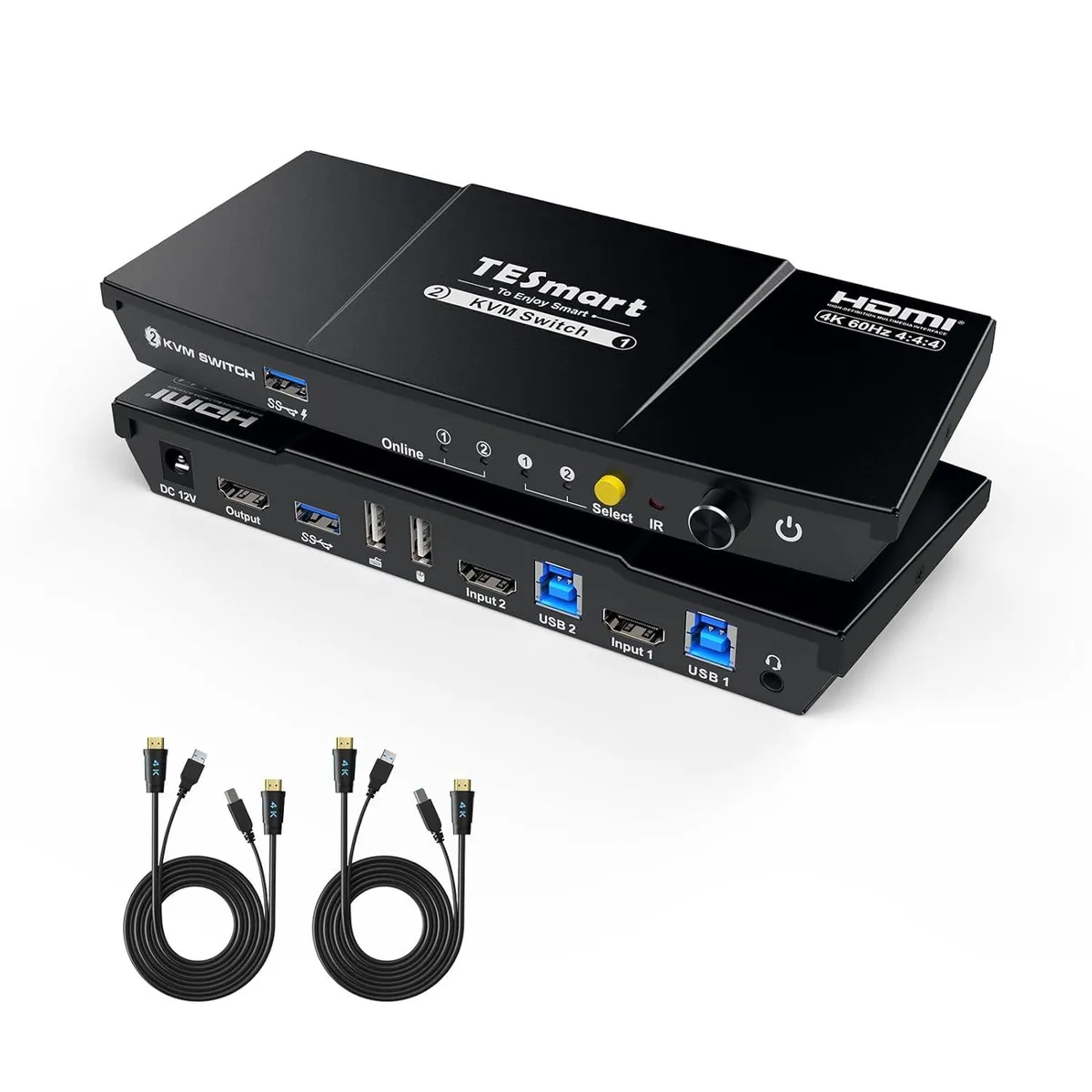 Explus-C Explus-C USB 3.0 HDMI KVM Switch 2 Port 4K@60Hz with Remote — product photo