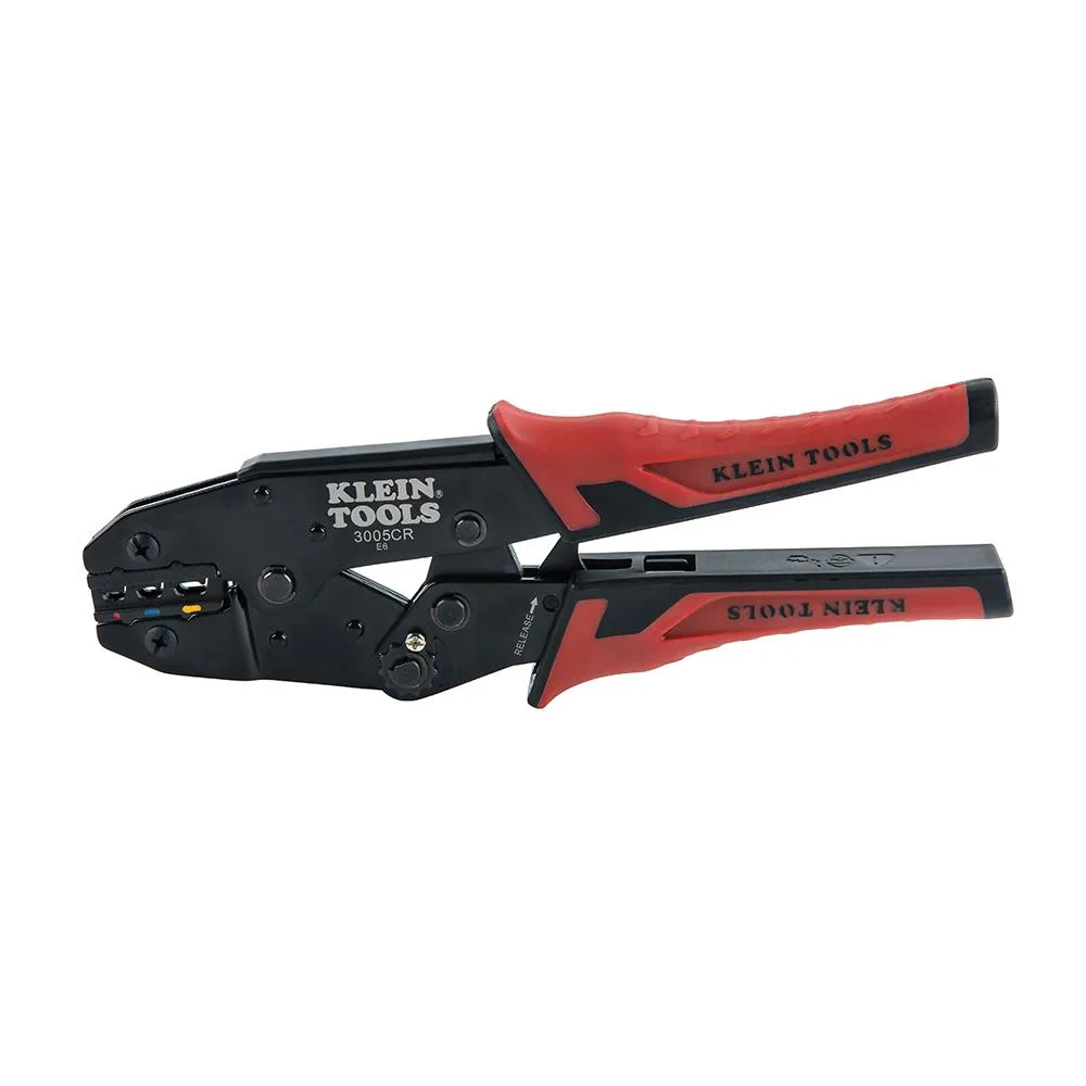 Klein Tools Klein Tools Ratcheting Crimper 10-22 AWG 3 CavitiesKlein Tools Ratcheting Crimper 10-22 AWG 3 Cavities — product photo