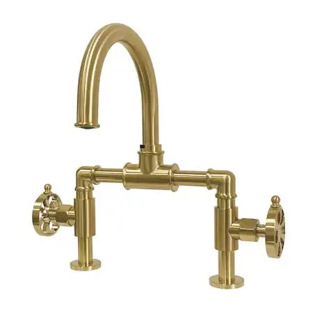 KINGSTON BRASS KINGSTON BRASS KS2177RX industrial wheel-handle bridge faucet measurement tool — product photo