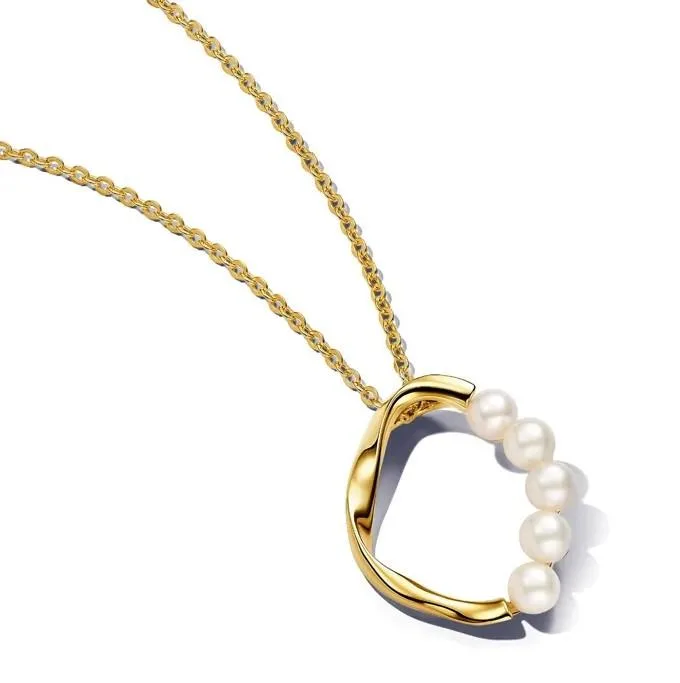 PANDORA PANDORA Organically Shaped Circle Treated Freshwater Cultured Pearls 14k Gold-Plated Necklace — product photo