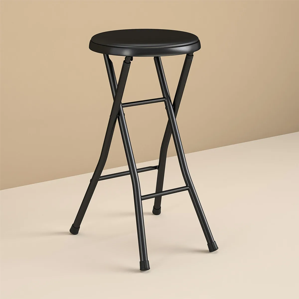 Mainstays Mainstays Folding Counter Stool, Black, 24 in, Metal Frame, 5.61 lb — product photo