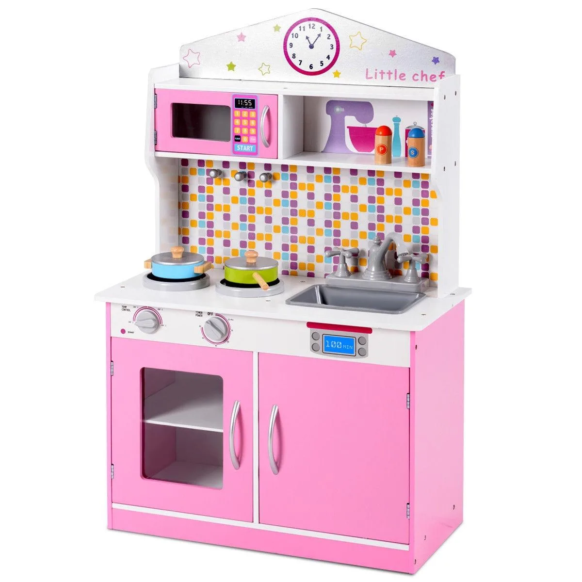 SlickBlue SlickBlue Pink Wooden Kitchen Playset 23.6 x 12 x 37.5 in — product photo