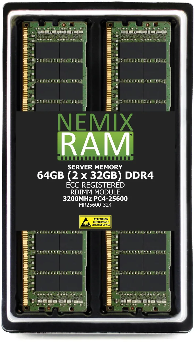 NEMIX RAM NEMIX RAM 64GB (2x32GB) DDR4 3200 CL22 ECC RDIMM ThinkEdge SE450 memory upgrade — product photo