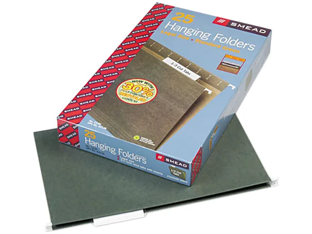 Smead Smead 64135 Hanging File Folder 1/3 Tab 11 pt Legal Green 25/Box — product photo