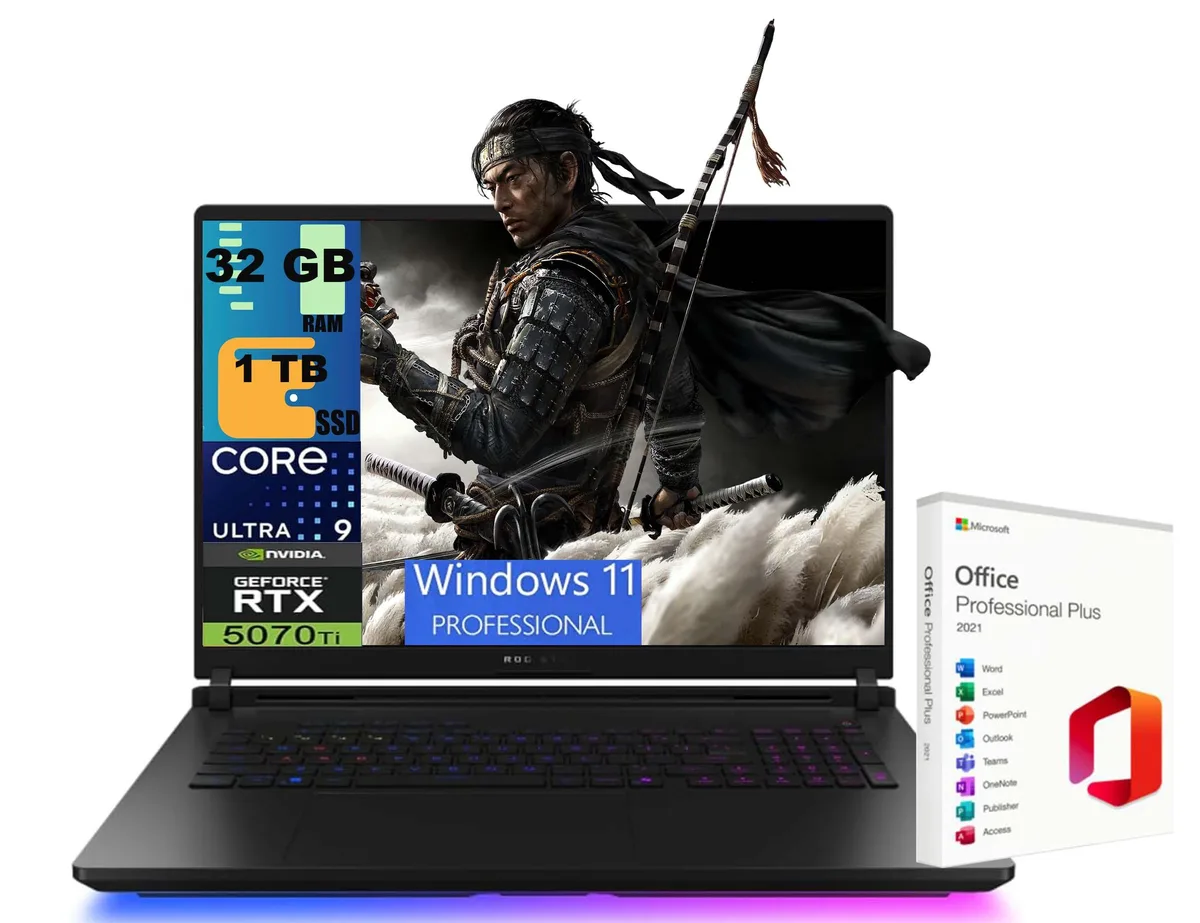 ASUS ASUS ROG Strix Scar 18 gaming laptop, Intel Ultra 9 275HX, RTX 5070 Ti 12GB, 32GB DDR5 — product photo