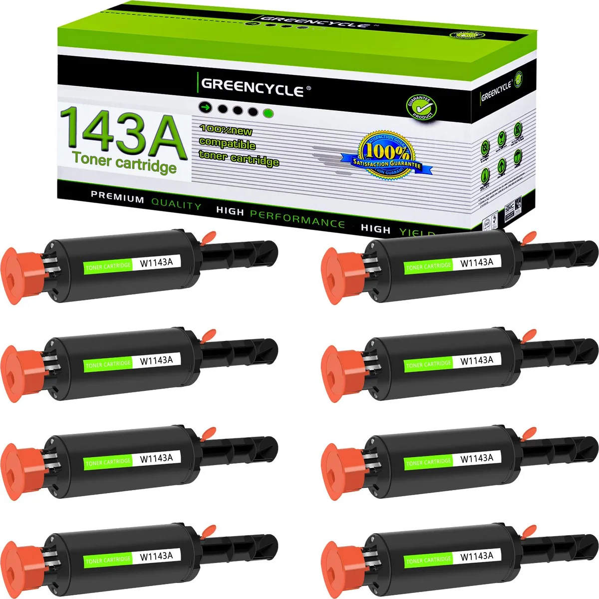 GREENCYCLE GREENCYCLE W1143A Compatible Black Toner Cartridge 8 Pack — product photo