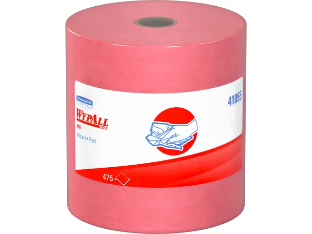WypAll WypAll 41055 X80 Red Cleaning Wipes Jumbo Roll 475 Sheets 12.5" x 13.4 — product photo