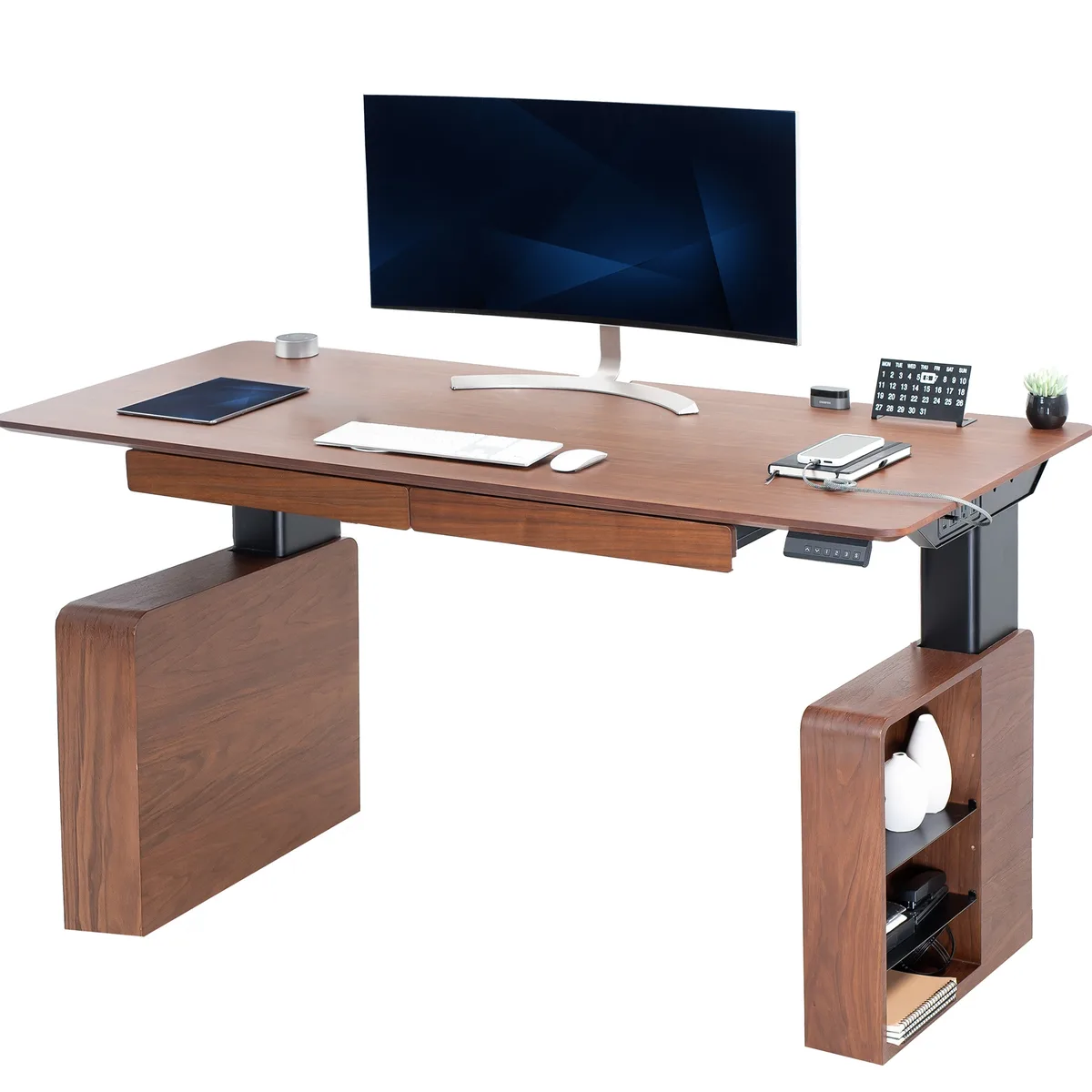 VIVO VIVO DESK-EX7230D 71" x 30" Dual Motor Electric Desk Walnut — product photo