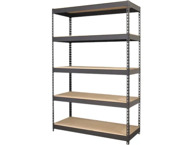 Lorell Lorell 60624 Riveted Steel Shelving 72" H x 48" W x 24" D Black office furniture — product photo