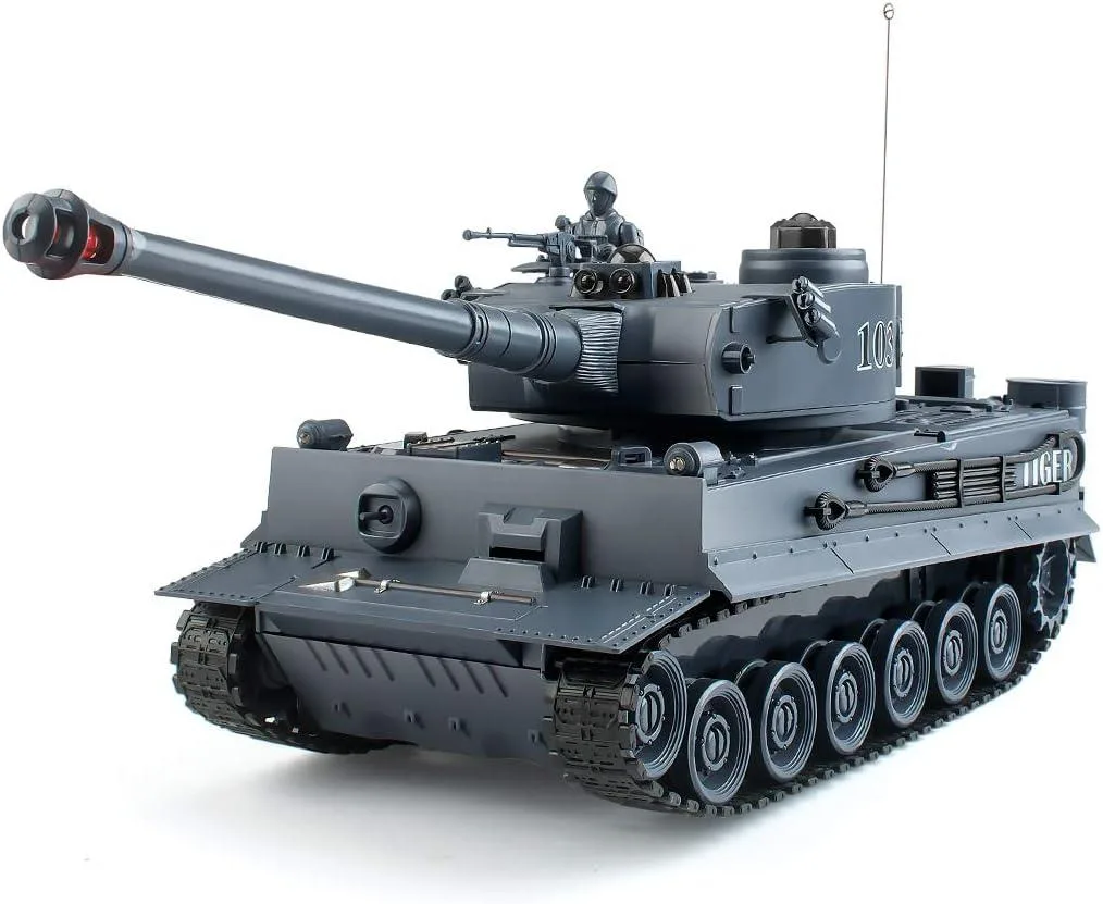 usbroway usbroway 1:28 WW2 German Tiger RC Tank 9 Channels Sound Light Gray — product photo