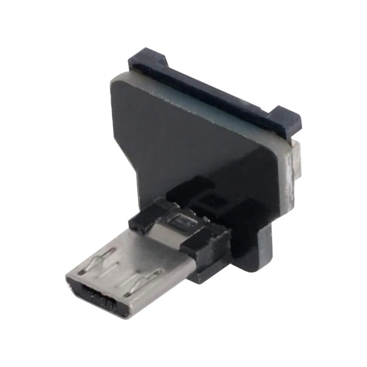 Small black right-angle USB-C socket connector on short flexible cable