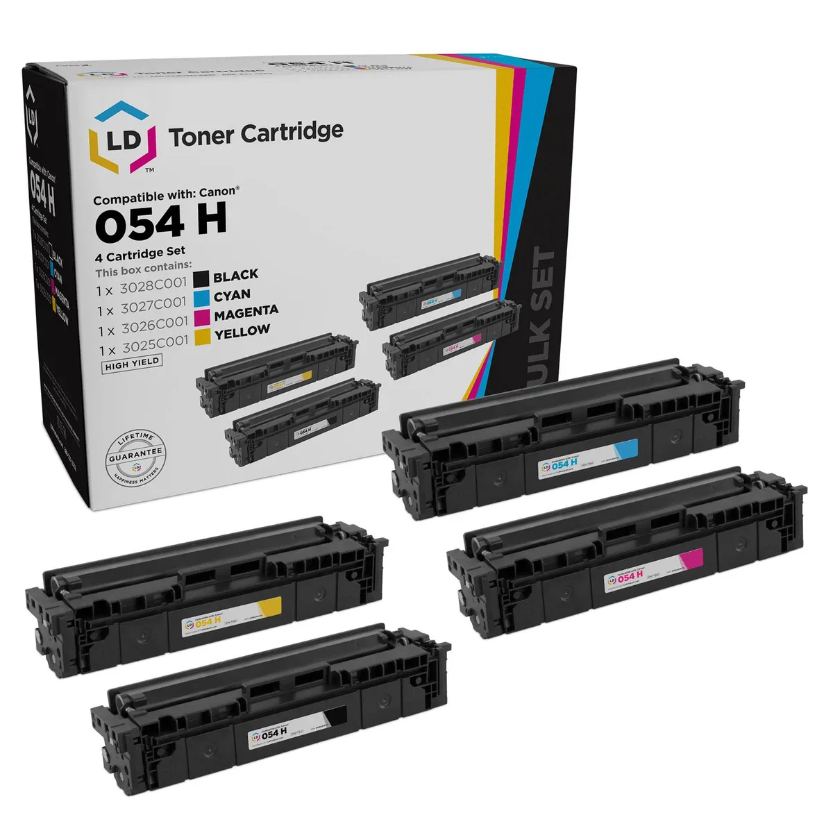 LD Products LD Products Canon 054H High Yield Toner 4-Pack (Black, Cyan, Magenta, Yellow) — product photo