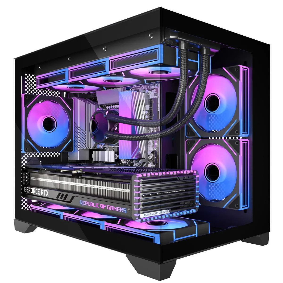 GPERHUAN GPERHUAN Micro-ATX PC Case 270° Glass 3 PWM ARGB Fans 420mm GPU 360mm AIO — product photo