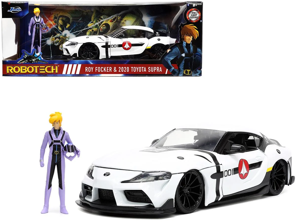 Jada Jada 2020 Toyota Supra White with Roy Focker Figurine Robotech Hollywood Rides 1/24 Diecast Vehicle — product photo