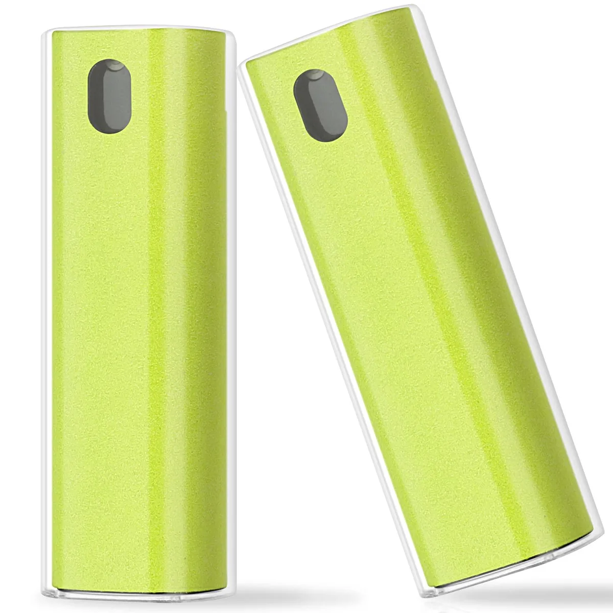 Two green lipstick-sized screen cleaner pens with spray bottles and microfiber pads