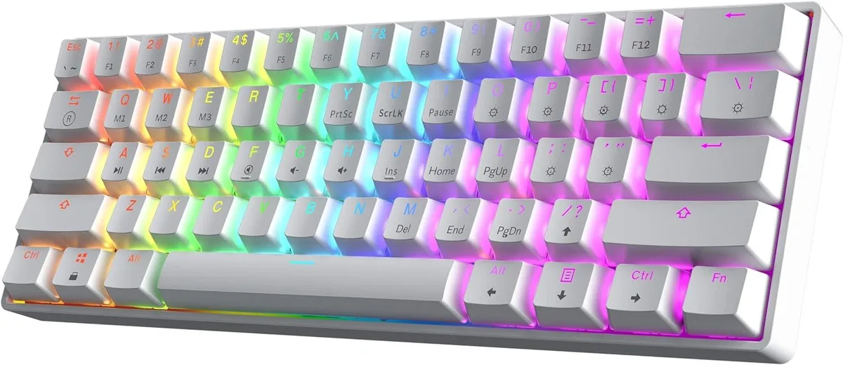 TUKO TUKO GK61 60% Gaming Keyboard White Gateron Optical Speed Yellow — product photo
