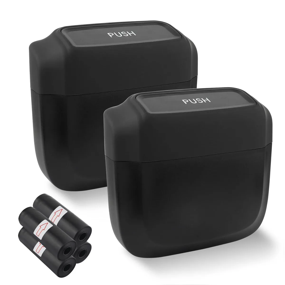  Baldwin 2PCS Car Trash Can with Lid 700ml 60 Bags Black — product photo