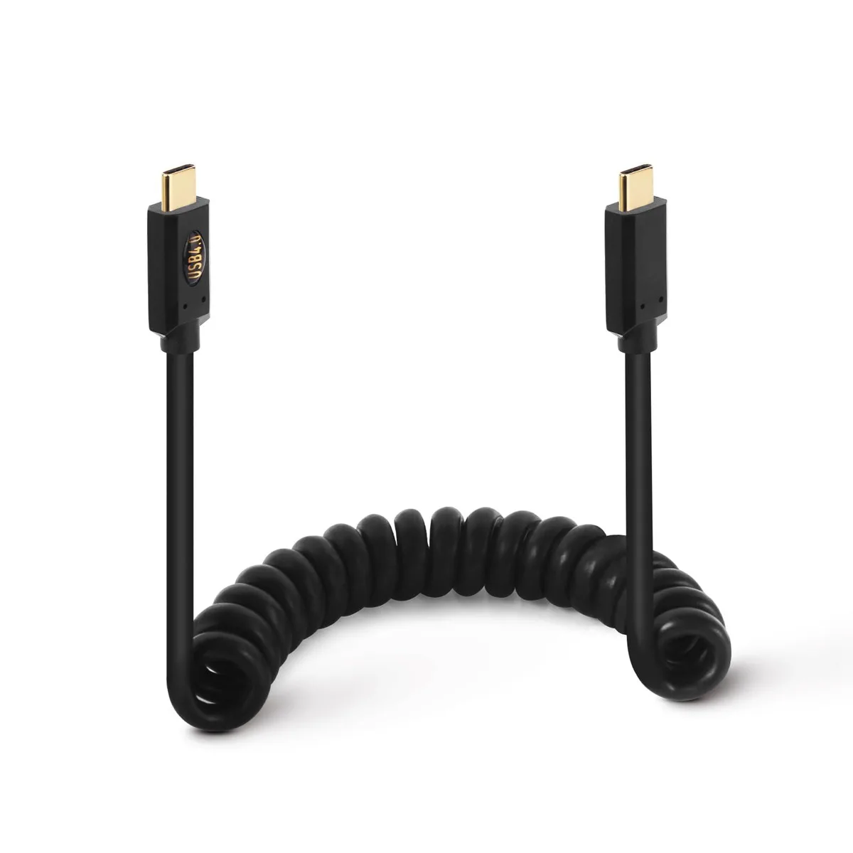 BUCIER BUCIER 3.9ft USB 4.0 Type C Coiled Cable 40Gbps 240W 8K@60Hz Thunderbolt 4/3 Male-to-Male — product photo