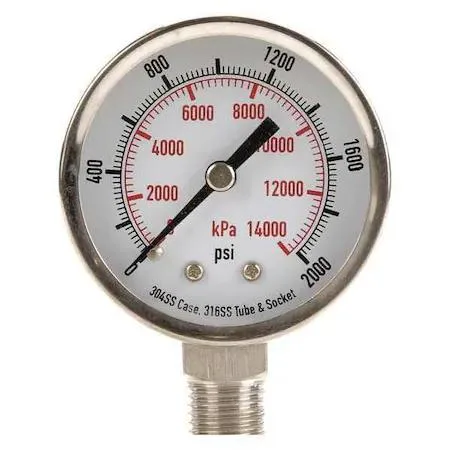 Value Brand Value Brand Commercial Pressure Gauge 2 in 0 to 2000 — product photo