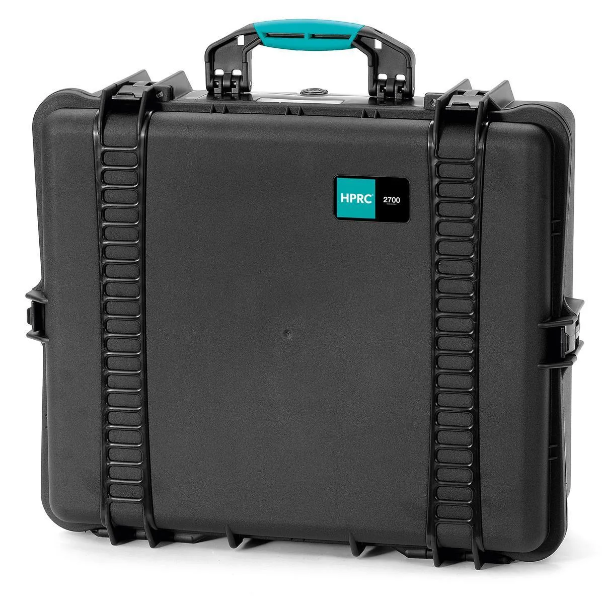 HPRC HPRC 2700CUB resin hard camera case with cubed foam, black with blue handle — product photo