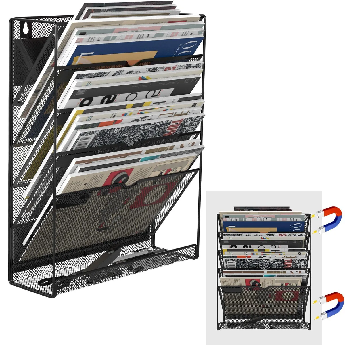  Samsill 6-Tier Magnetic File Holder Black 12.6x4.2x15.9 in 22 lbs — product photo