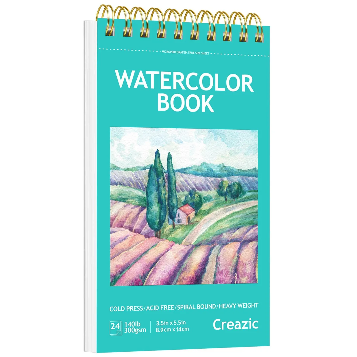  Creazic SM-00103 Watercolor Sketchbook 3.5" x 5.5" 140lb 300g Spiral Bound — product photo