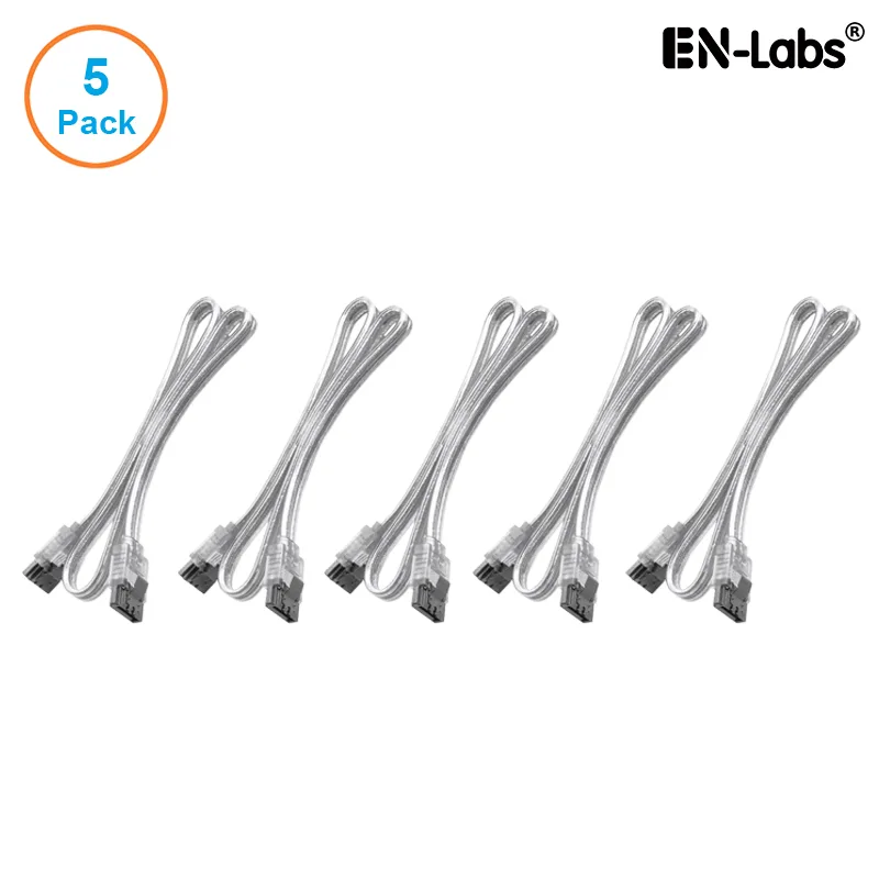 EN-Labs EN-Labs 5PKSATAIII45CMCL SATA cable 5-pack 18 inch clear locking latch — product photo