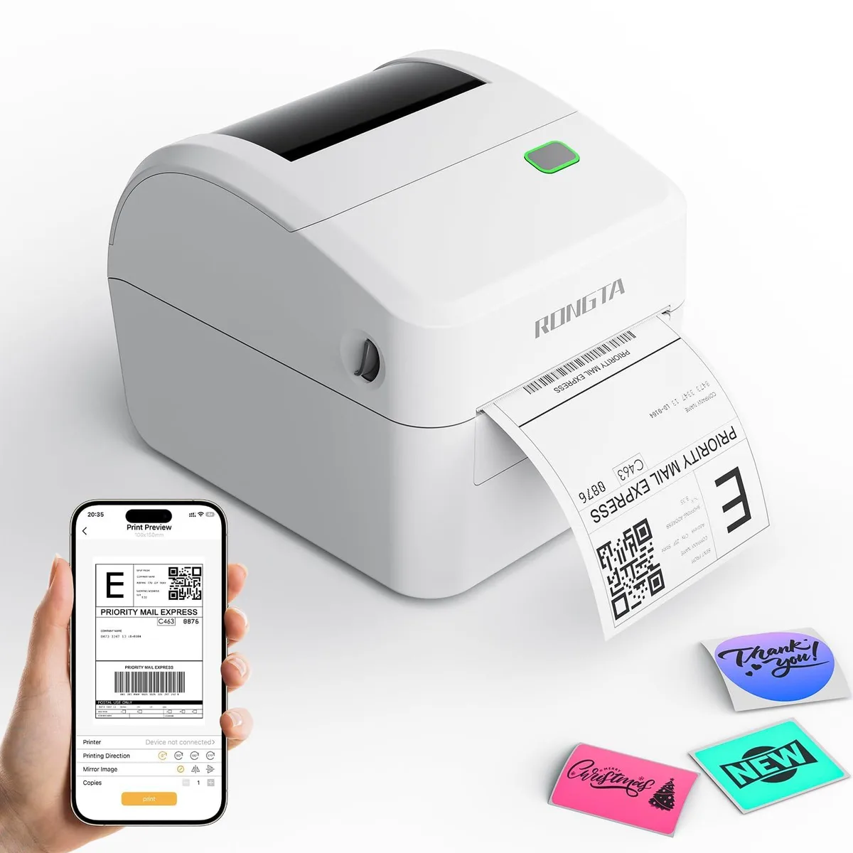 Rongta RP415-GW 4x6 label printer Bluetooth USB 203 DPI 150mm/s — product photo