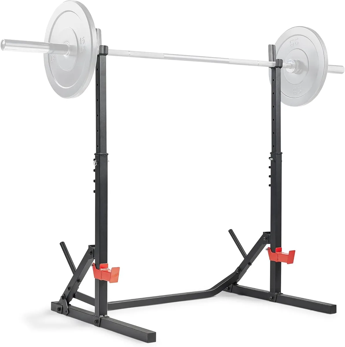 Silver steel home gym frame with squat stand, power rack cage and adjustable incline bench