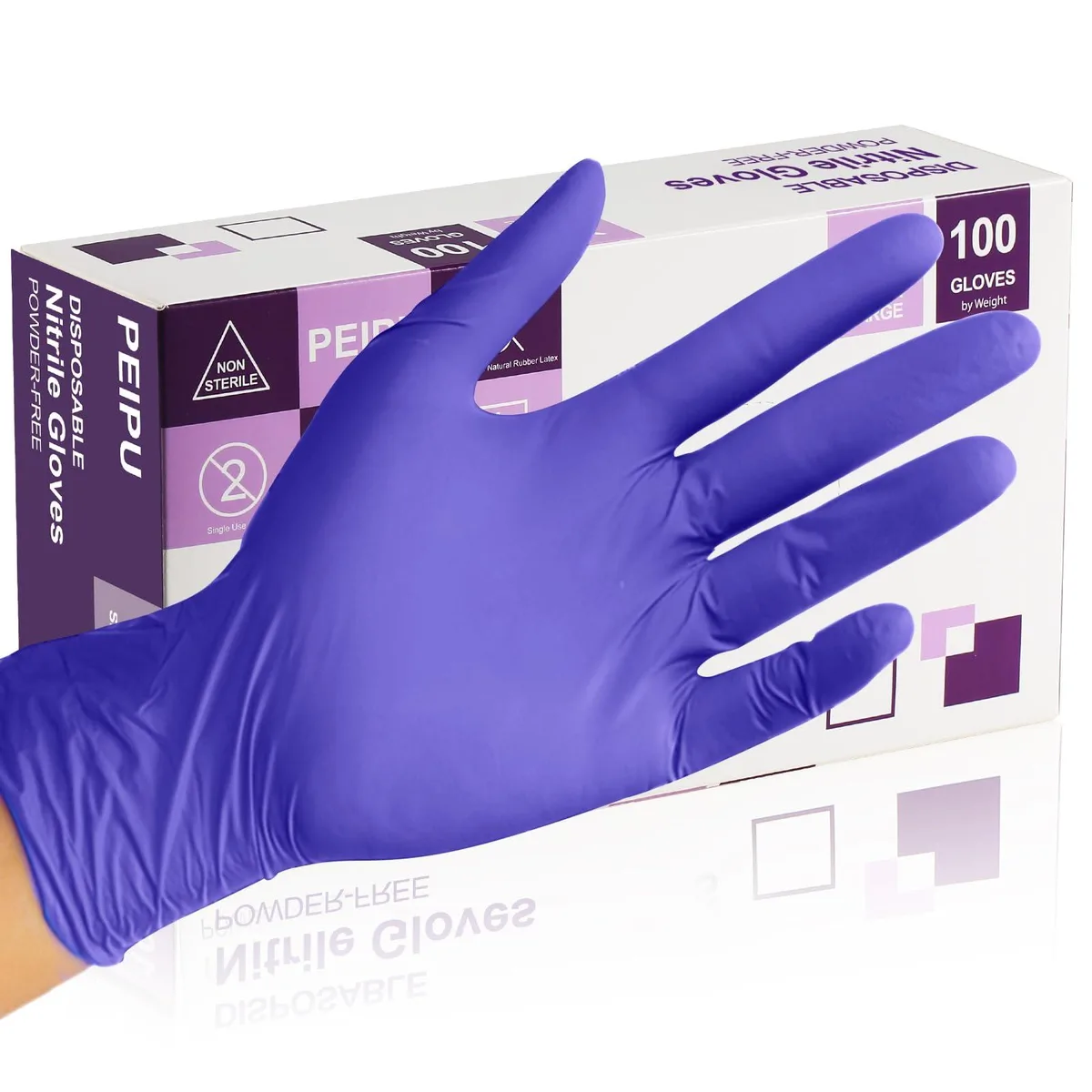 Box of 100 gray disposable nitrile gloves