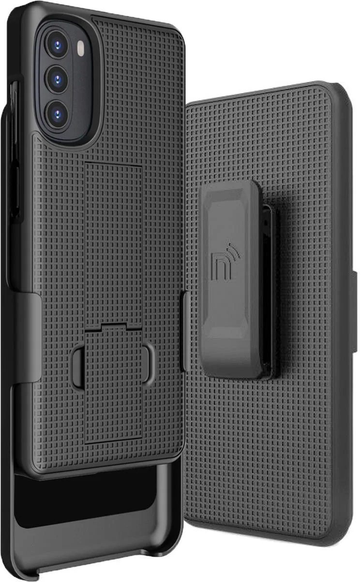 Nakedcellphone Nakedcellphone Kickstand Case + Belt Clip Holster Combo for Moto G 5G (2022) XT2213 Black — product photo
