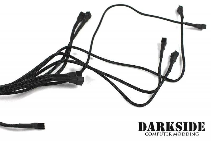 Darkside Computer Modding Darkside Computer Modding 3-Pin Quad Push-Pull Fan Y-Cable Splitter 8x Fans Jet Black 75cm DS-0101 — product photo