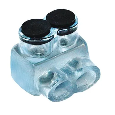 Clear plastisol-insulated aluminium two-port connector with hex heads