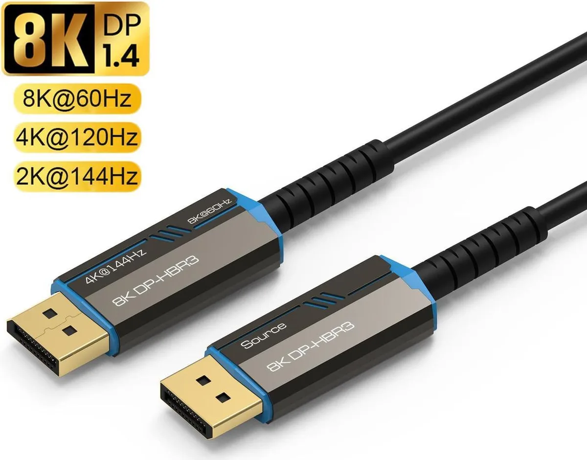 Vszerda Vszerda 8K Fiber Optic DisplayPort Cable 10 ft DP 1.4 32.4Gbps 8K@60Hz 4K@144Hz — product photo