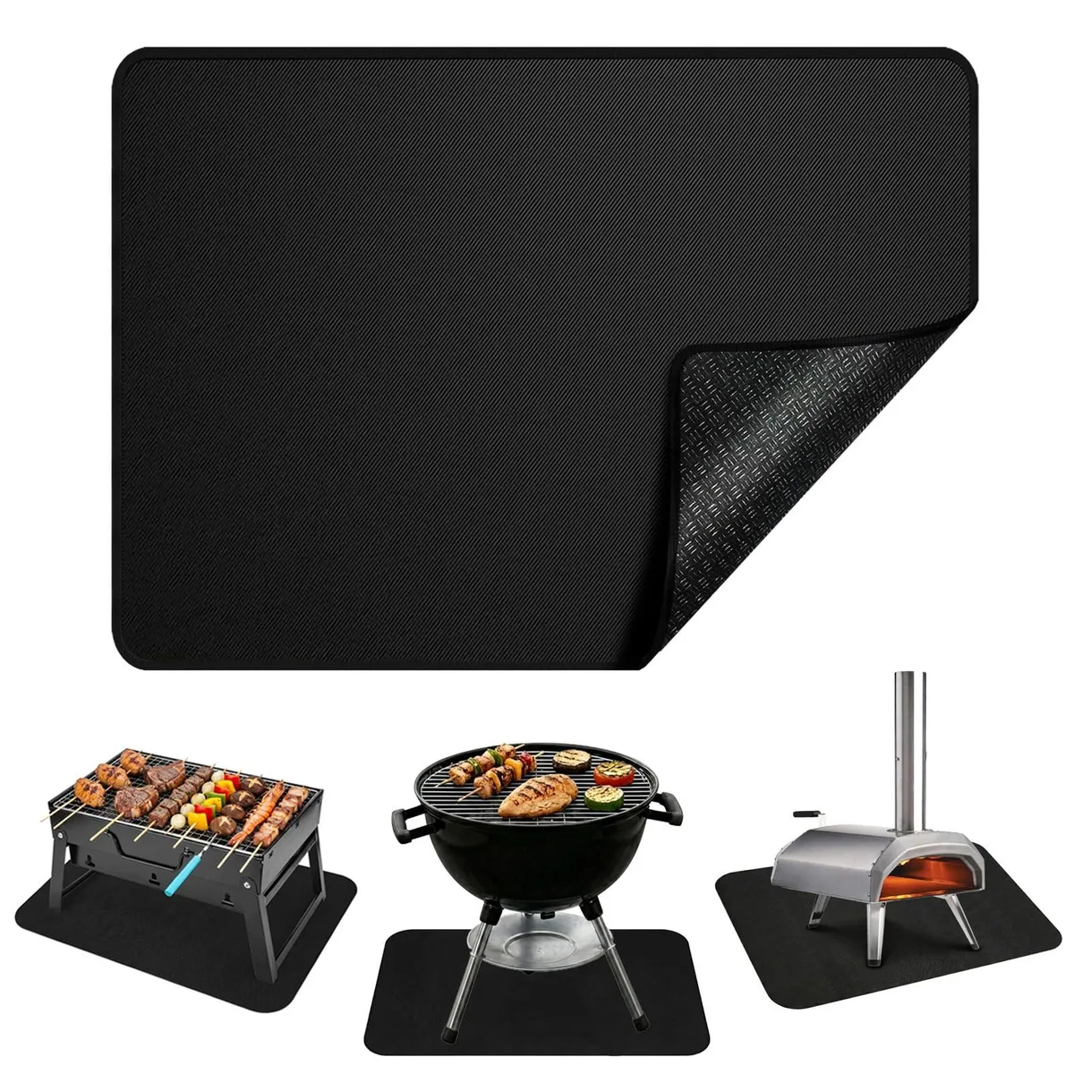 Rectangular grey heat-resistant mat, 24 by 31 inches, 2mm thick, silicone-coated surface with non-slip bottom