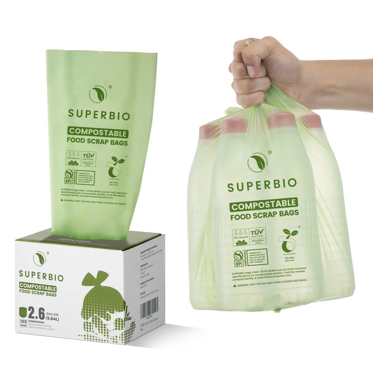  superbio 2.6 Gallon Compostable Food Waste Bags 100 Count — product photo
