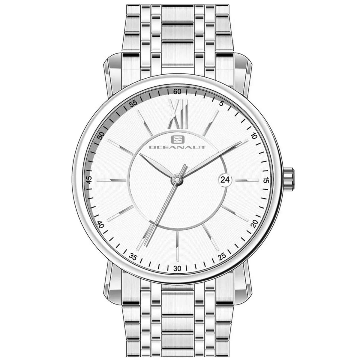 OCEANAUT Expedition white dial watch on stainless steel bracelet