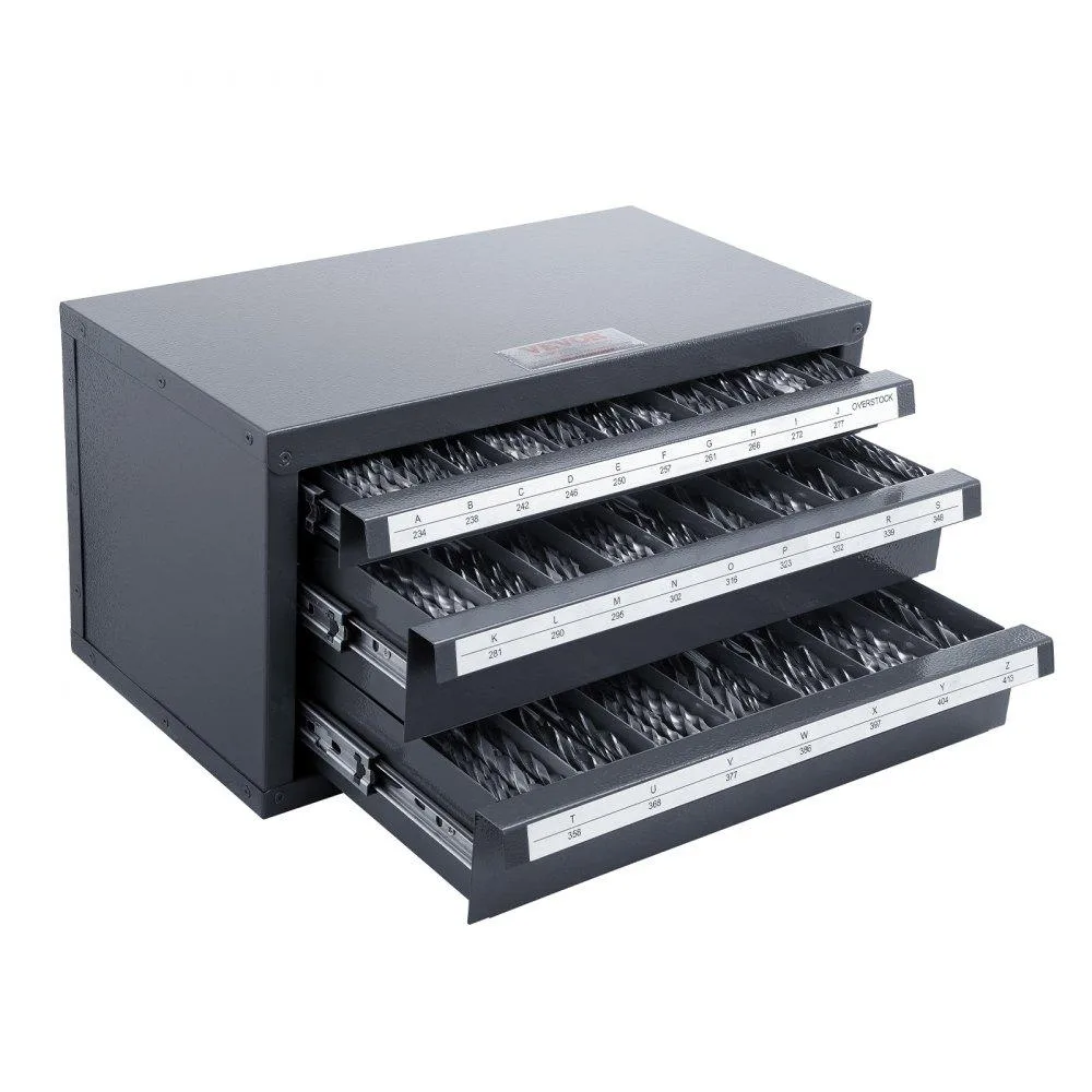 VEVOR VEVOR Drill Bit Dispenser Cabinet Three-Drawer 27-Compartment Gray Orange Texture 14.8x7.9x7.9in — product photo