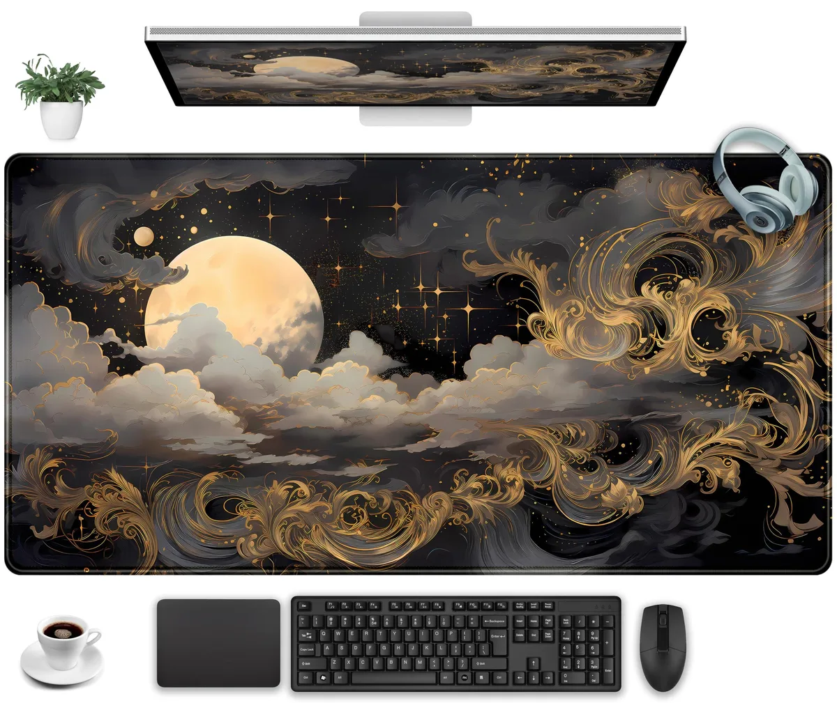 Keychron TY-001 Mouse Pad 31.5" x 15.7" Gold Rimmed Dark Cloud — product photo