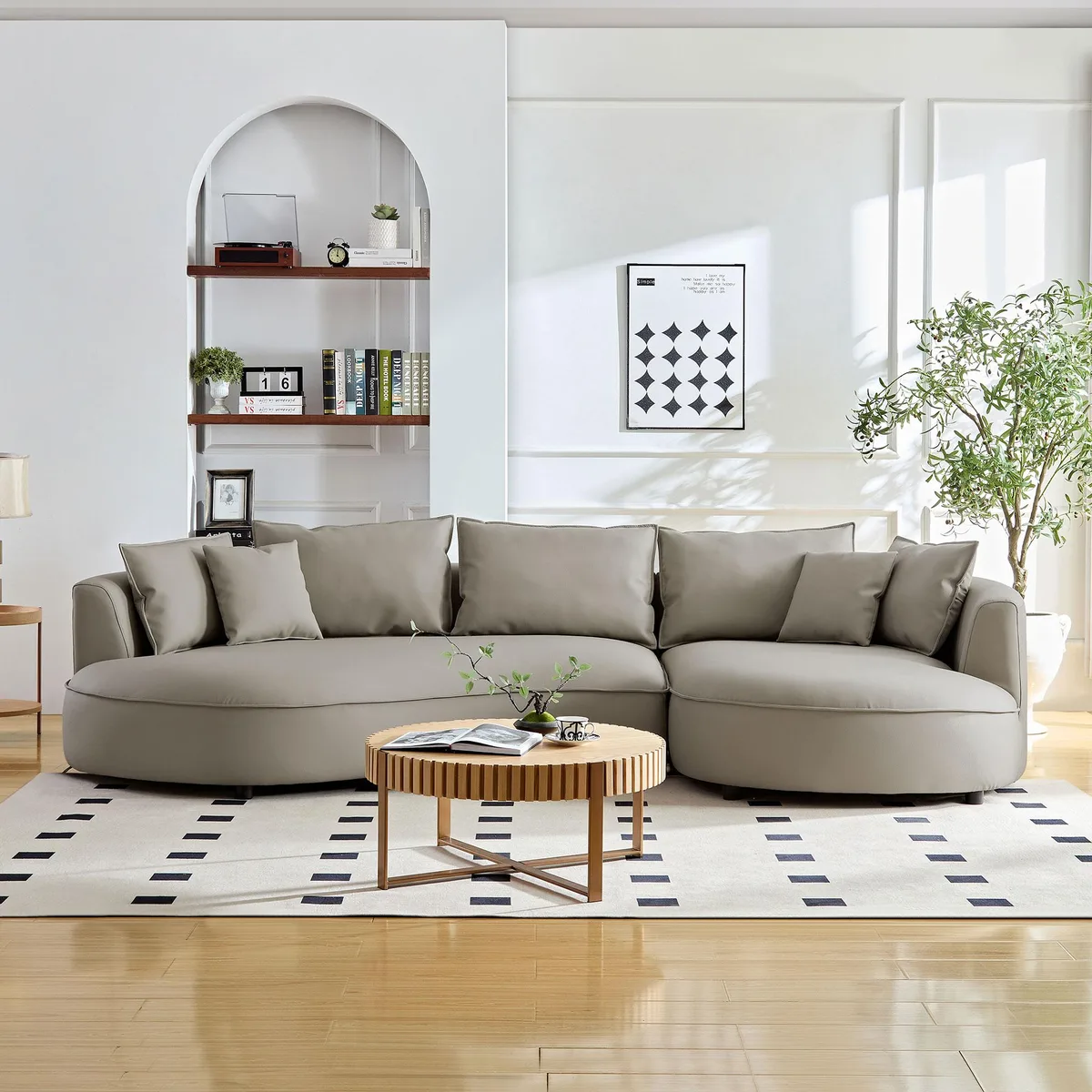 tuphen tuphen Curved Sectional Sofa 5-Seat Light Grey — product photo